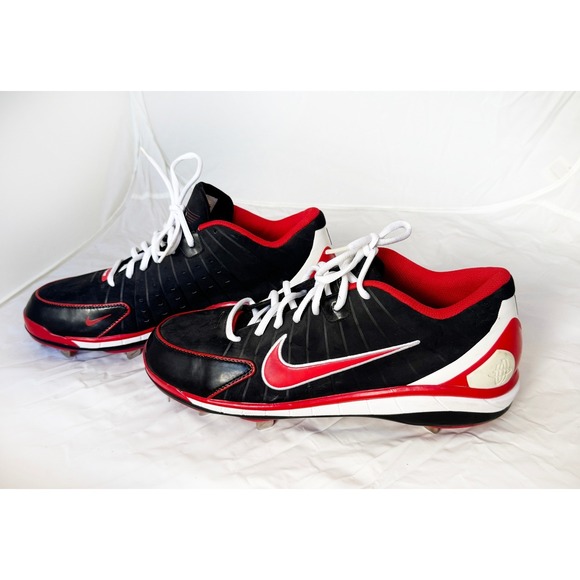 Nike Mens Air Huarache 2K4 Low Baseball Cleats Black Red Size 13 Metal Spikes - Picture 2 of 7